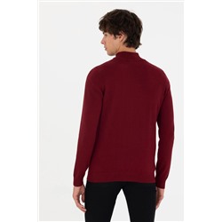 Erkek Bordo Basic Triko Hırka
