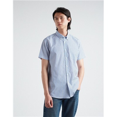 Short Sleeve Striped Shirt, Men, White