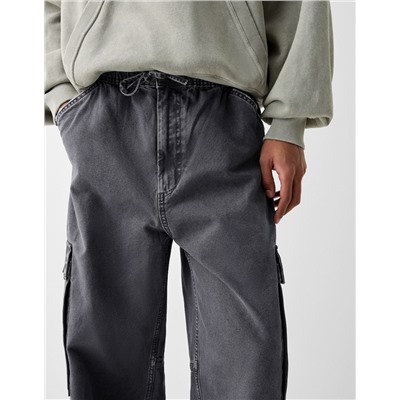 Faded-effect skater cargo trousers