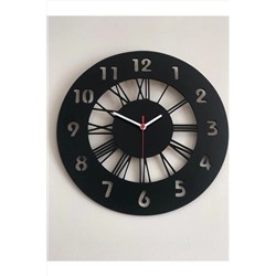 MOD Siyah Hediyelik Ahşap Dekoratif Duvar Saati 40cm ahsap-duvar-roma-latin-40cm