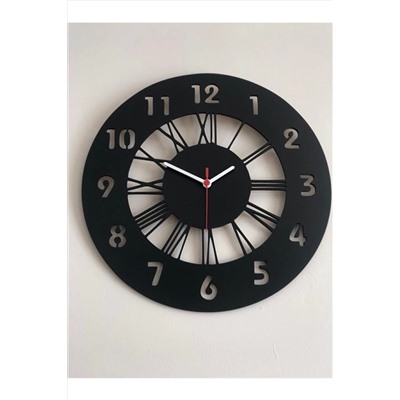 MOD Siyah Hediyelik Ahşap Dekoratif Duvar Saati 40cm ahsap-duvar-roma-latin-40cm