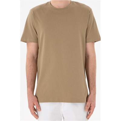Erkek Regular Fit Bisiklet Yaka Haki Basic Tişört