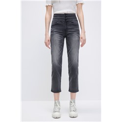 Vaquero slim fit de tiro alto 7/8 Negro