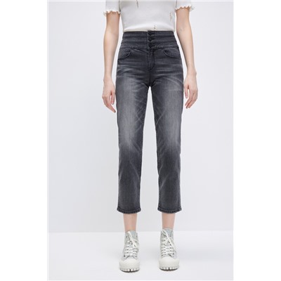 Vaquero slim fit de tiro alto 7/8 Negro