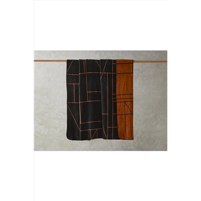 English Home Geolines Pamuklu Tek Kişilik Battaniye 150x200 Cm Terracotta 10040061