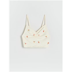 Crop Top mit Stickereidetail