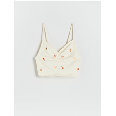Crop Top mit Stickereidetail