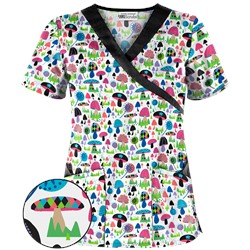 UA Mushroom Pickens White Mock Wrap Scrub Top