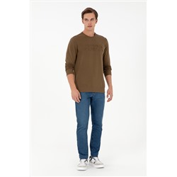 Erkek Haki Basic Sweatshirt