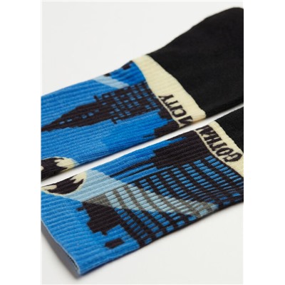 Kurze Herren-Baumwollsocken mit Batman-Print