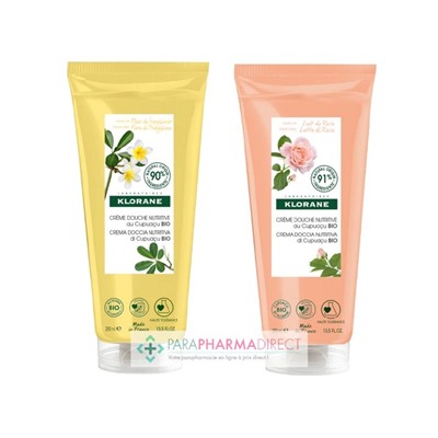 Klorane Cupuaçu Crème Douche Nutritive Fleur de Frangipanier + Crème Douche Nutritive Lait de Rose 2x200mlLot  × 2
