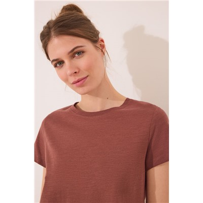 Camiseta manga corta 100% algodón marrón
