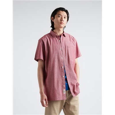 Short Sleeve Cambric Shirt, Men, Red