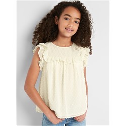 Swiss dot ruffle top