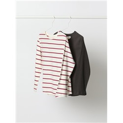 PACK OF 2 BASIC PLAIN AND PRINTED LONG SLEEVE T-SHIRTS