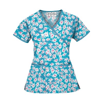 UA Daisy Mae Turquoise Mock Wrap Scrub Top