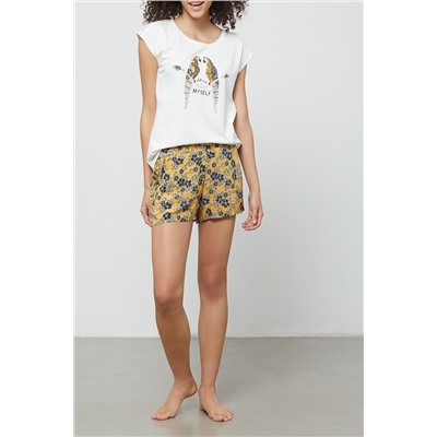 Short Vanda Mostaza jaspeado y gris