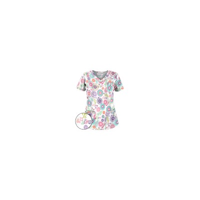 UA Spring Out White Print Scrub Top