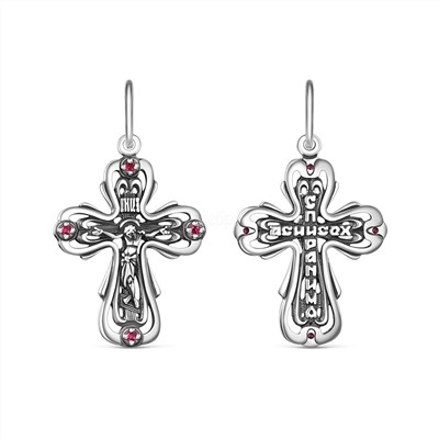 Крест из чернёного серебра с фианитами - 3,1 см 925 пробы 40-494ч215
