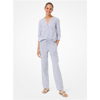 MICHAEL MICHAEL KORS Striped Linen and Cotton Pajama Pants