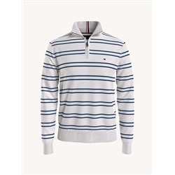 TOMMY HILFIGER ESSENTIAL STRIPE QUARTER-ZIP SWEATER
