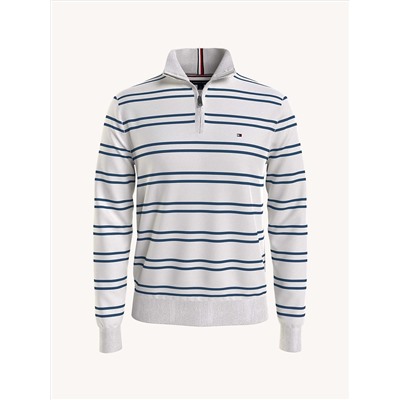 TOMMY HILFIGER ESSENTIAL STRIPE QUARTER-ZIP SWEATER