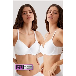 Pierre Cardin2'li Beyaz 6224-2 Barcelona Desteksiz Toparlayıcı Micro Sütyen Set D Cup Seçeneğiyle