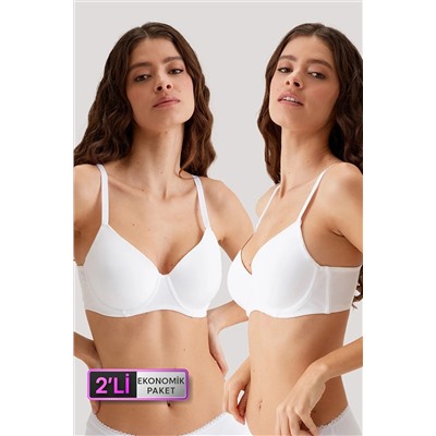 Pierre Cardin2'li Beyaz 6224-2 Barcelona Desteksiz Toparlayıcı Micro Sütyen Set D Cup Seçeneğiyle