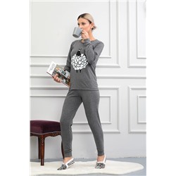 PELUŞ HOMEWEAR Koyun Desenli Kadın Pijama Takımı 5005-SD-ER