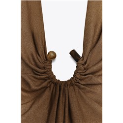 MIDI DRESS WITH BUCKLE LINEN BLEND