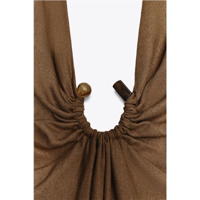MIDI DRESS WITH BUCKLE LINEN BLEND