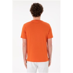 Erkek Regular Fit Bisiklet Yaka Nar Çiçeği Basic Tişört