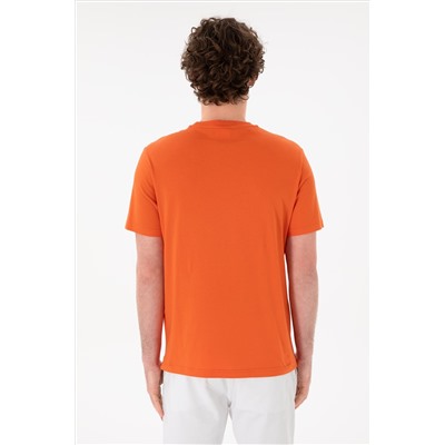 Erkek Regular Fit Bisiklet Yaka Nar Çiçeği Basic Tişört