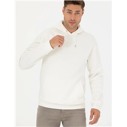 Ekru Regular Fit İçi Polarlı Kapüşonlu Sweatshirt