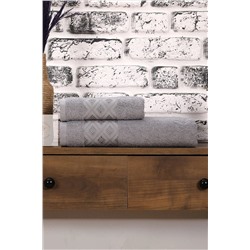 Mira Home 2 Parça Kadın / Erkek Banyo Duş Hamam Havlu Seti 90x150 Cm %100 Pamuklu Elmas Desen MH01230