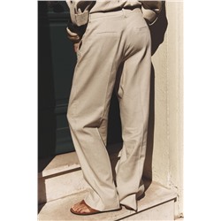 LINEN BLEND STRAIGHT TROUSERS
