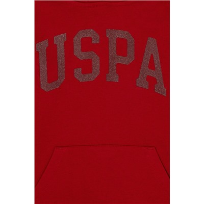 Kız Çocuk Kırmızı Basic Kapüşonlu Sweatshirt