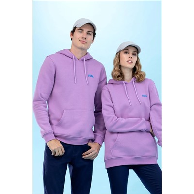Lila Kapüşonlu Basic Sweatshirt (Unisex)