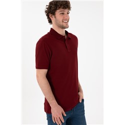 Erkek Regular Fit Polo Yaka Bordo Basic Tişört