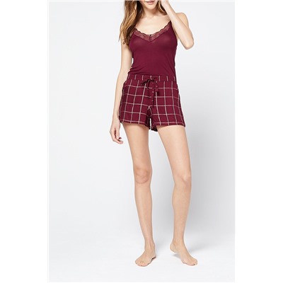 Short Tartan Burdeos granate