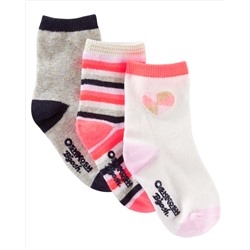 3-Pack Striped Crew Socks