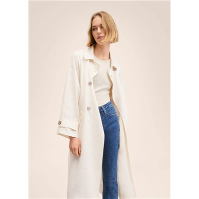 Gabardina 100% lino -  Mujer | MANGO OUTLET Melilla