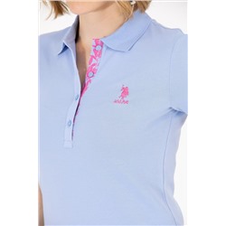 Kadın Mavi Basic Polo Yaka Tişört