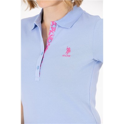 Kadın Mavi Basic Polo Yaka Tişört