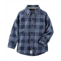 Buffalo Check Chambray Button-Front Shirt