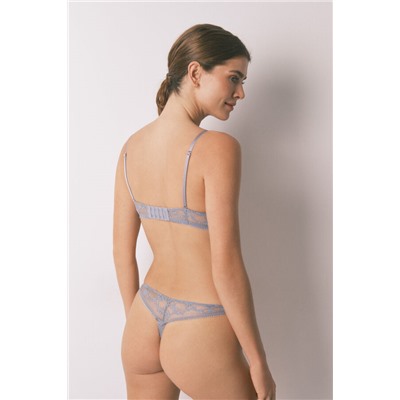Tanga encaje azul lurex