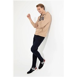 Erkek Camel Kapüşonlu Basic Sweatshirt
