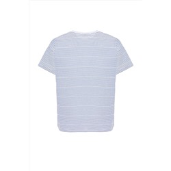 Lacivert Çizgili Bisiklet Yaka Çizgili Örme T-Shirt TBBSS23BF00068