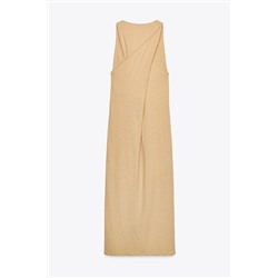 LINEN BLEND MIDI DRESS