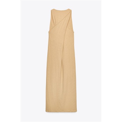 LINEN BLEND MIDI DRESS